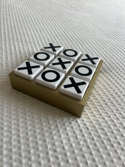 Tic-Tac-Toe Game Set With Gold Wood Case Target Decor Size 5.5 inch by 5.5 inch
