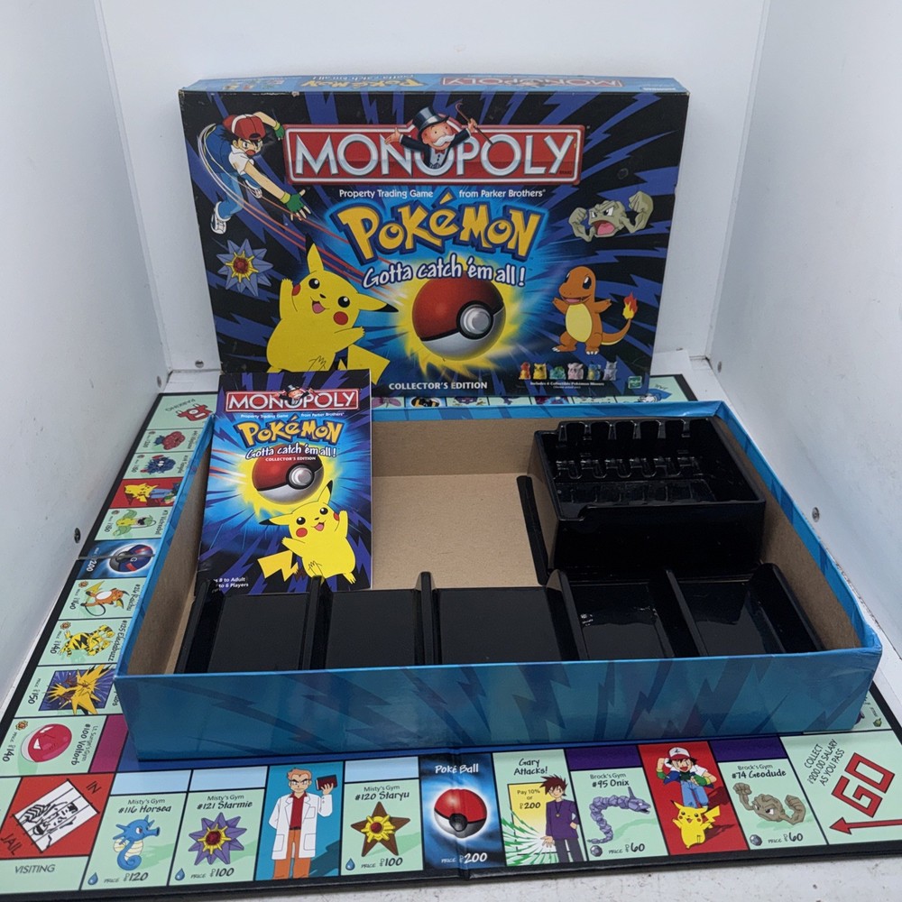 1999 Monopoly Pokemon Board, Manual, Money, Box Replacement Parts