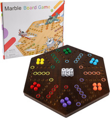 Marble Board Game, 15″ Double-Sided Painted Wooden Waho Speed Trackway Board