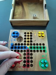 Wooden Ludo Pachisi Strategy Fun Traditional Travel Board Game 14x14cm 6х6″