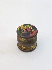 Vintage 90s Rohks The Original Bomber Solid Brass Pirate Skull Pog Slammer Foil