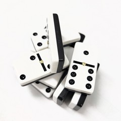 Domino Double Six 6 Black-White Two Tone Jumbo Pro Size Spinners – Wood Box