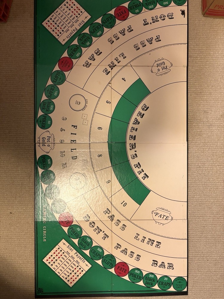 Reamy Corporation Gaming Circle Casino Board Game Dice Cards Play Money 1985