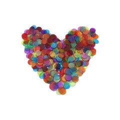 JUNWRROW 500 Pieces 3/4 inch Transparent 6 Color Bingo inch, 6 Colors 500