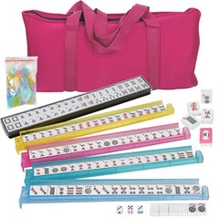 American Mah Jongg Mahjong Set with 4 All-in-One Rack Pushers Soft Bag 166 Tile