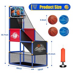 Kids Arcade Basketball Hoop with 4 Balls , Indoor Outdoor Single Shot Basketb…