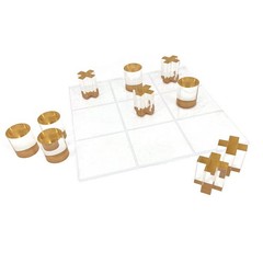Luxury Acrylic Tic Tac Toe Game Clear Board Gold Pieces Coffee Table Decor