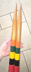 Beautiful vintage wooden croquet Six multicolored game Steaks 24″ X 1 1/2″
