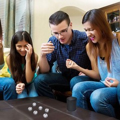 Felt Lined Professional Dice Cup – with 6 Dices Quiet for Yahtzee Game