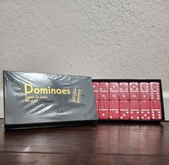 Dominoes Double Six Jumbo Set of 28 Red title w/White Dots (US Seller)