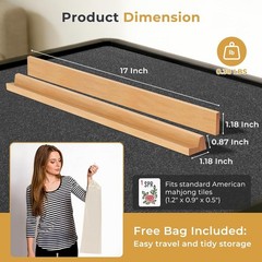 Wooden Mahjong Racks with Pushers, Set of 4, Solid Wood Tile Racks with Push Sli