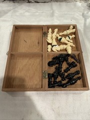 Vintage Miniature Checkers & Chess Game 10 X 10 in TRAVEL CASE Made in JAPAN