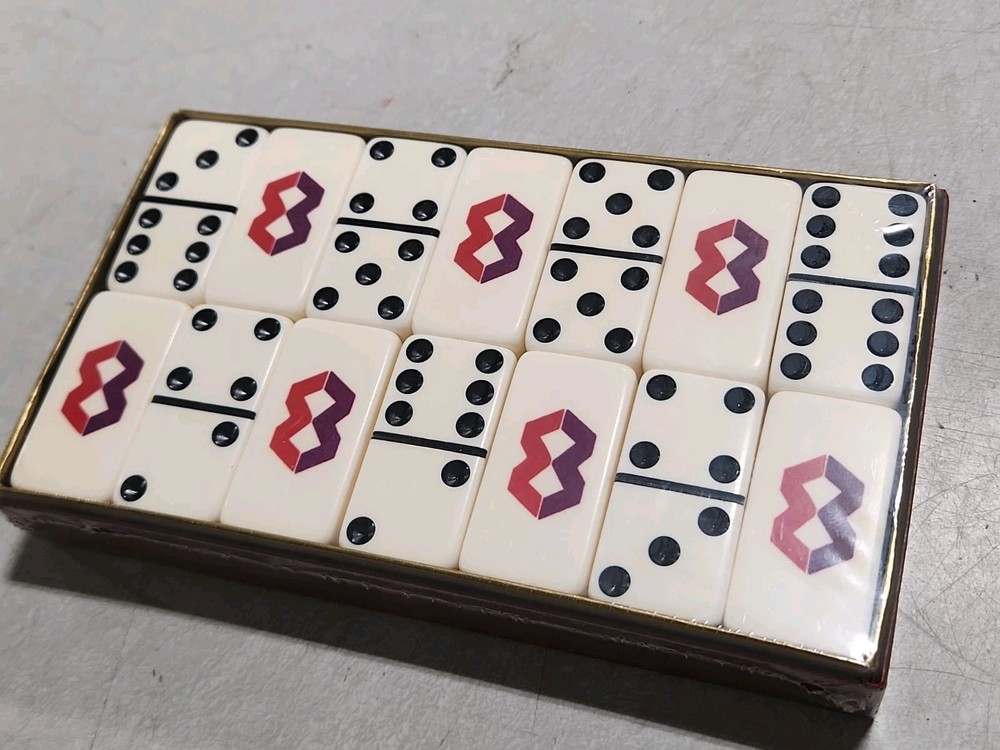 New Sealed Puremco Tournament Large Face, Extra Thick Dominoes “8” Infinity Logo