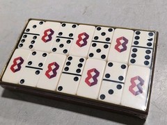 New Sealed Puremco Tournament Large Face, Extra Thick Dominoes “8” Infinity Logo