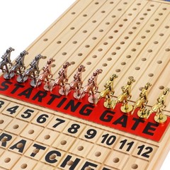 Large 21 inches Horse Racing Board Game with 11 Luxury Metal Horses Thickened Wo