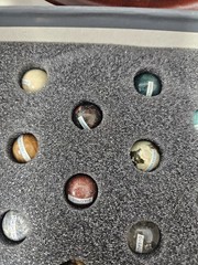 Vintage Boston Museum of Fine Arts Wood Board W/ 38 Precious Stone Marbles Game