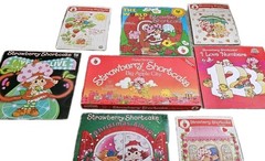 Vintage Strawberry Shortcake Lot- Board Game, 3 Puzzles & 4 Vinyl Records