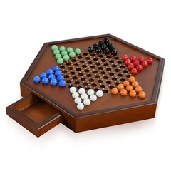 Chinese Checkers 15″ x 13″ Large Wooden Checkers Board Game Includes 16mm 60+…