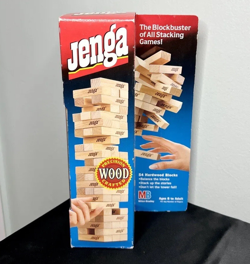 Vtg 1995 Jenga Classic Block Stacking Game Hardwood Milton Bradley 8+ USA Sealed