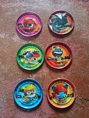 Lot Of 6 Rare Mega Tazos Pogs Mexico Metalix Metal Rikochet El Rey ( 21/2 in)