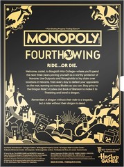 Monopoly Fourth Wing Edition Board Game for Adults Fourth Wing Game 2-6 Players