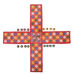 Handmade Chopat Red Pachisi Indian Ludo Chausar Game for 12 months and up