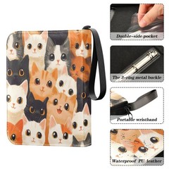 Msyxl Cute Cats Card Binder 4-Pocket, 400 Pockets 1.96×6.88×9.64 inch, C271