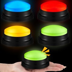 Vibrant 4 Piece Recordable Buzzer Set with Light-Up Feature for Trivia Games