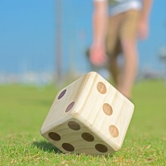 Gosports Giant 2.5 Inch Wooden Playing Dice Set Rollzee Scoreboard Includes 6