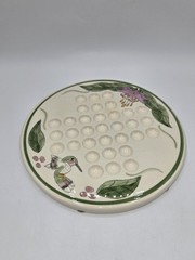 Amsbury Marble Solitaire Game Board Hummingbird Floral Ceramic With Marbles