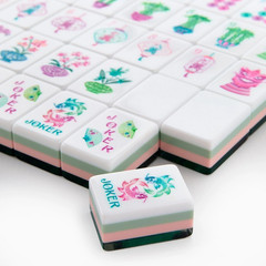 160Pcs 4-Layer Acrylic Green Diamond Engraved American Mahjong Set fast ship