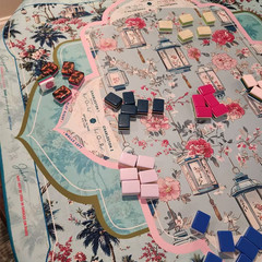 New Premium Mahjong Mat Table Top 31.5 in x 31.5 in – Blue Oriental
