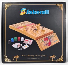 Horse Racing Board Game Luxury Metal Horses Large Folding Wood Board NEW