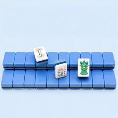 Ultra Portable Mini 160 Blue 4-Layer Acrylic American Mahjong Floral Tiles