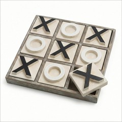 12.6″ Large Wooden Tic Tac Toe Game, Rustic Coffee Table Game, Wood Farmhouse…
