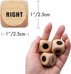 3Pcs Left Right Center Game Dice 1 Inch Beech Wood Dices with Drawstring Bag (3