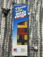 Throw ‘n Go Jenga Milton Bradley Color Wood Blocks Vintage 1995