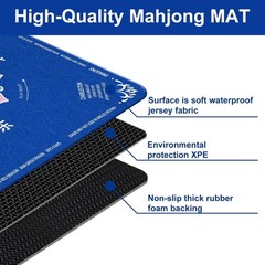 Mahjong Mat for Table 31.5″X31.5″ Rubber American Mahjong Mat with Rules, Non Sl
