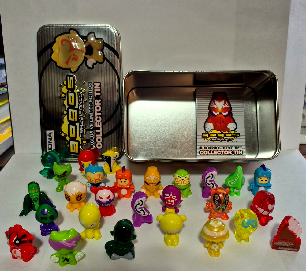 2010 JONA Gogo’s Crazy Bones Exclusive Ltd Edition Collector Tin w/ 27 Figures