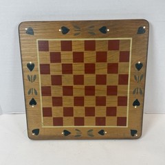 Heart and Home Checkerboard Brown Wood Folk Art Heart Painted Decor
