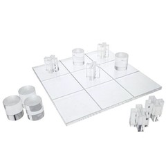 Luxury Acrylic Tic Tac Toe Game Clear Board Gold Pieces Coffee Table Decor