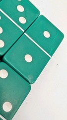 Vintage Green Dominoes by Cardinal, Set of 28, Genuine Rock Marble, Complete