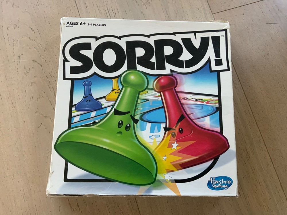 Hasbro Sorry 2-4 Family Board Game – A5065 – Used – The Box is Heavily Damaged