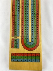 Wooden 3 Track Cribbage Game Board In Excellent Condition
