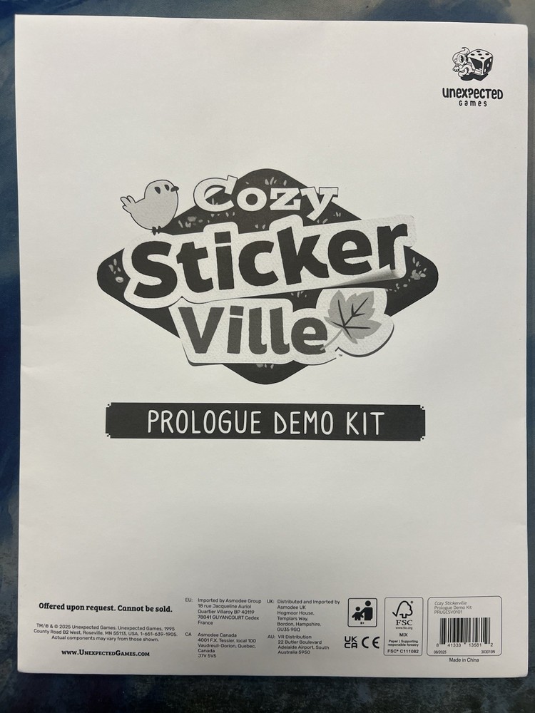 NEW PROMO Cozy Stickerville Unexpected Games Prologue Demo Kit PAX Convention