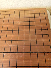 Vintage Go Game Set, Real Traditional Seashell and Slate Pieces, folding Used.