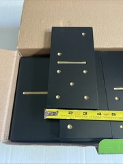 Dominoes Double Six Jumbo Set of 28 Black title w/White Dots (US Seller)