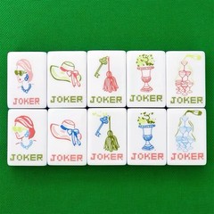 Designer Inspired American Mahjong Set | White Acrylic Tiles + Matching Mat