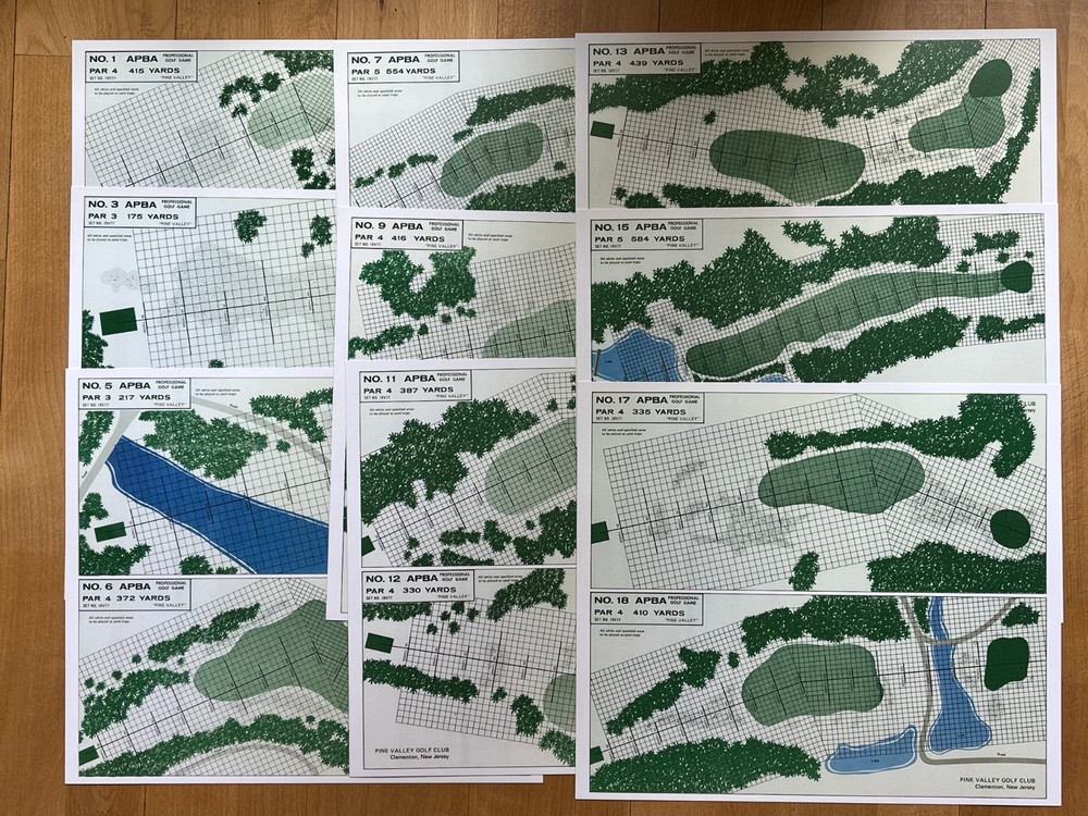 ULTRA-HIGH-RES REPRINTS OF APBA’S ICONIC PINE VALLEY GOLF COURSE GAME BOARDS