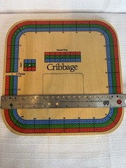 Vintage Cribbage Wooden Game Board Square 3-Track 120 Hole